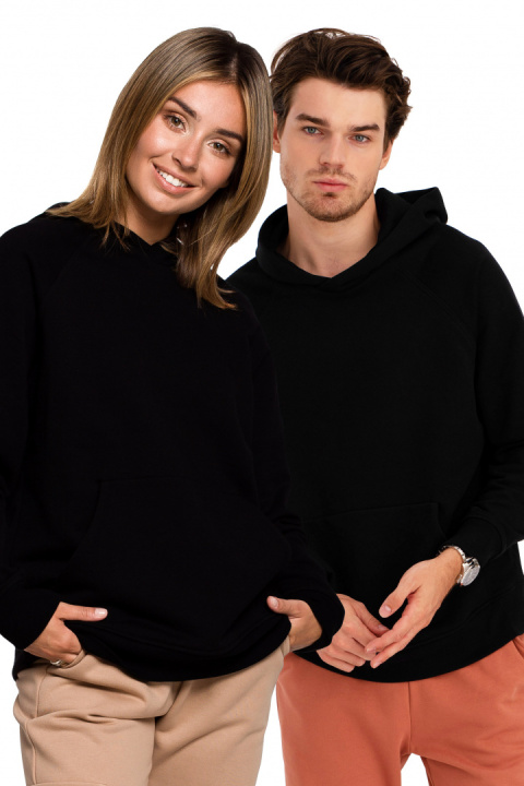 Bluza damska kangurka dresowa z kapturem i ściągaczem czarna B198 Bluza damska kangurka dresowa z kapturem i ściągaczem czarna B198