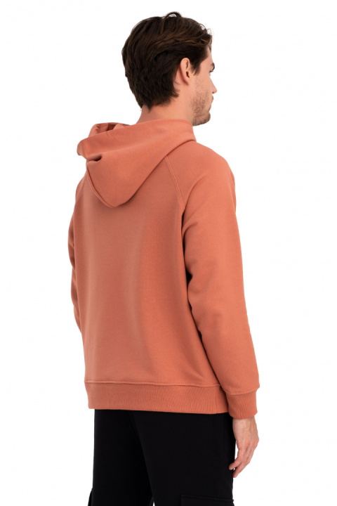 Bluza damska kangurka dresowa z kapturem i ściągaczem ceglasta B198 Bluza damska kangurka dresowa z kapturem i ściągaczem ceglasta B198
