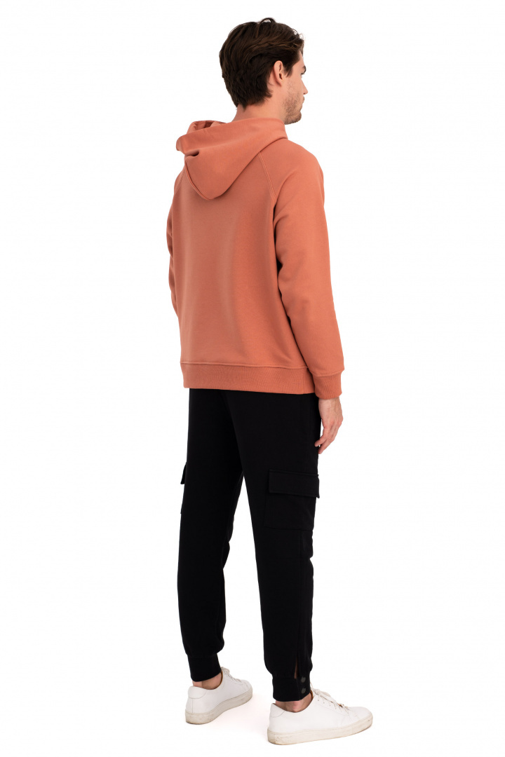 Bluza damska kangurka dresowa z kapturem i ściągaczem ceglasta B198 Bluza damska kangurka dresowa z kapturem i ściągaczem ceglasta B198