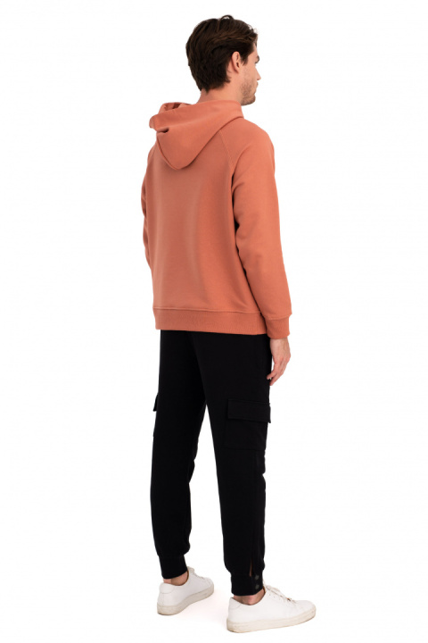 Bluza damska kangurka dresowa z kapturem i ściągaczem ceglasta B198 Bluza damska kangurka dresowa z kapturem i ściągaczem ceglasta B198