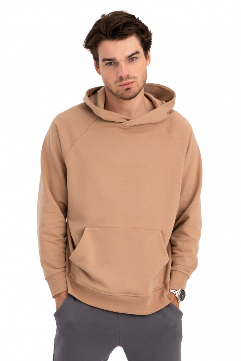 Bluza damska kangurka dresowa z kapturem i ściągaczem orzechowa B198 Bluza damska kangurka dresowa z kapturem i ściągaczem orzechowa B198