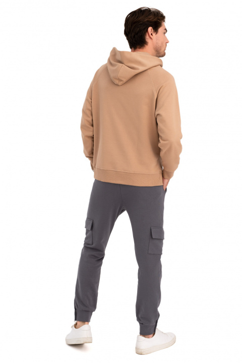 Bluza damska kangurka dresowa z kapturem i ściągaczem orzechowa B198 Bluza damska kangurka dresowa z kapturem i ściągaczem orzechowa B198
