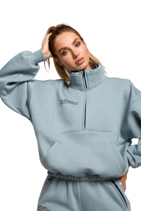 Bluza damska luźna rozpinana z kołnierzem i gumą agawa me616 Bluza damska luźna rozpinana z kołnierzem i gumą agawa me616