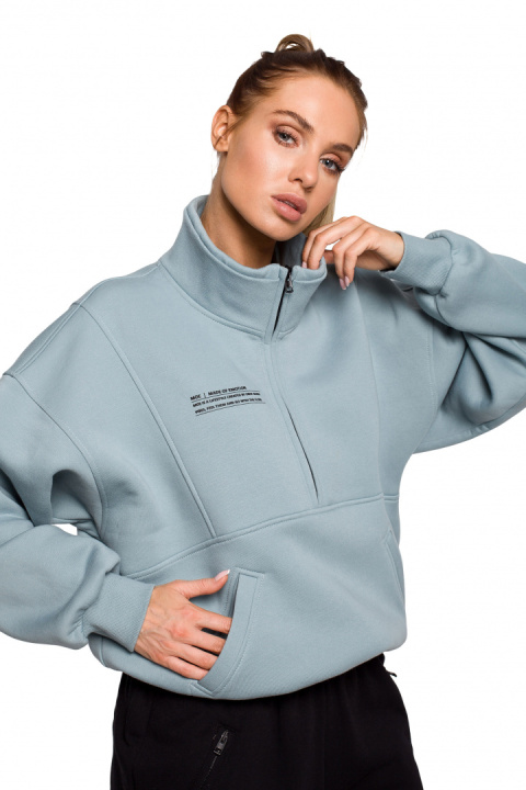 Bluza damska luźna rozpinana z kołnierzem i gumą agawa me616 Bluza damska luźna rozpinana z kołnierzem i gumą agawa me616