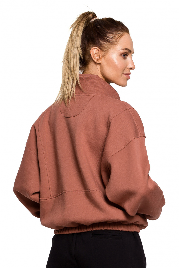 Bluza damska luźna rozpinana z kołnierzem i gumą marsala me616 Bluza damska luźna rozpinana z kołnierzem i gumą marsala me616