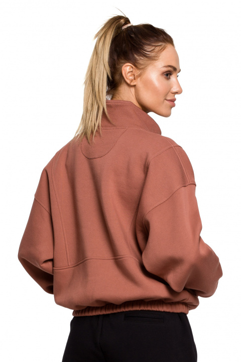 Bluza damska luźna rozpinana z kołnierzem i gumą marsala me616 Bluza damska luźna rozpinana z kołnierzem i gumą marsala me616