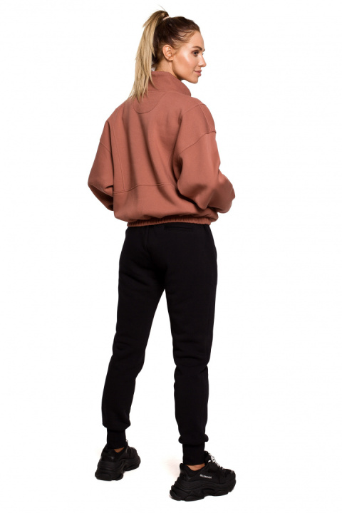 Bluza damska luźna rozpinana z kołnierzem i gumą marsala me616 Bluza damska luźna rozpinana z kołnierzem i gumą marsala me616
