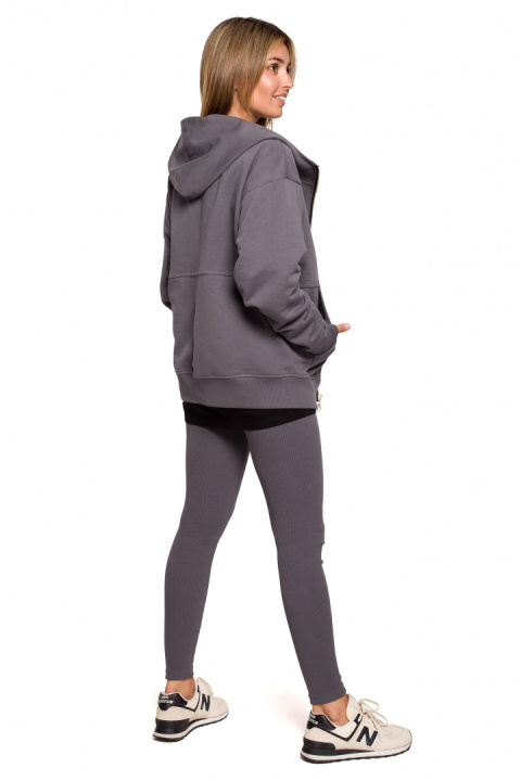 Bluza damska rozpinana kangurka dresowa z kapturem antracytowa B199 Bluza damska rozpinana kangurka dresowa z kapturem antracytowa B199
