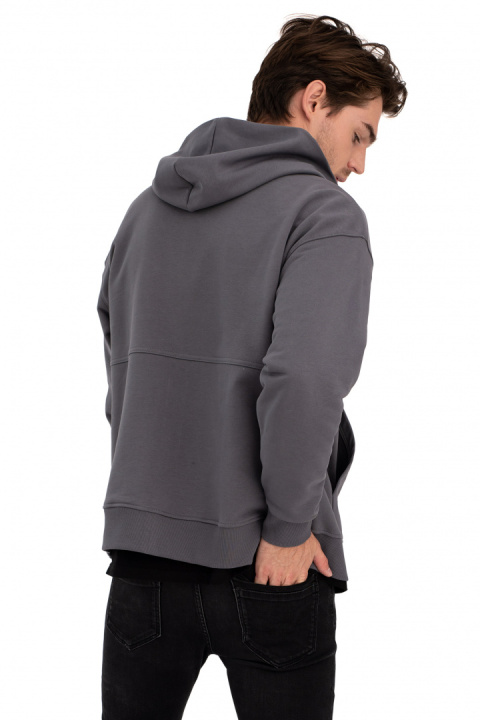 Bluza damska rozpinana kangurka dresowa z kapturem antracytowa B199 Bluza damska rozpinana kangurka dresowa z kapturem antracytowa B199