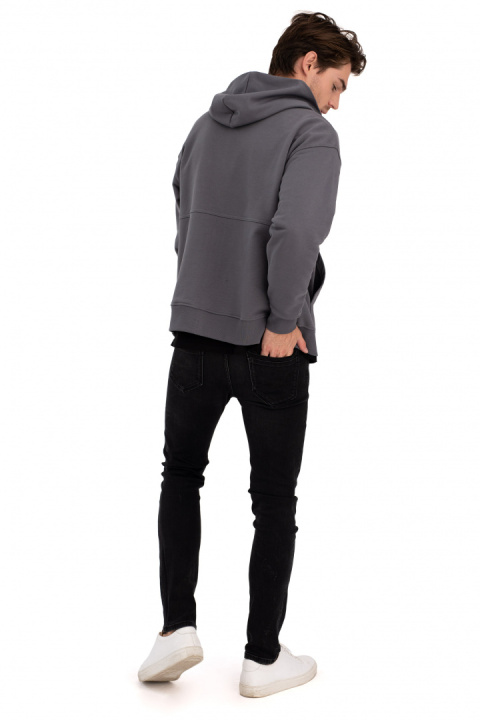 Bluza damska rozpinana kangurka dresowa z kapturem antracytowa B199 Bluza damska rozpinana kangurka dresowa z kapturem antracytowa B199