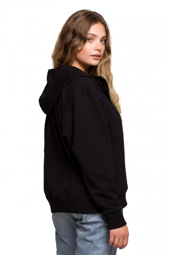 Bluza damska rozpinana kangurka dresowa z kapturem czarna B199 Bluza damska rozpinana kangurka dresowa z kapturem czarna B199