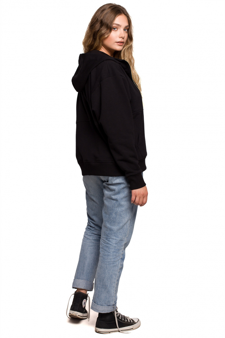 Bluza damska rozpinana kangurka dresowa z kapturem czarna B199 Bluza damska rozpinana kangurka dresowa z kapturem czarna B199