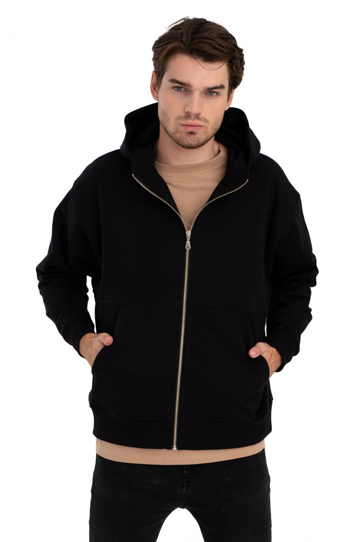 Bluza damska rozpinana kangurka dresowa z kapturem czarna B199 Bluza damska rozpinana kangurka dresowa z kapturem czarna B199