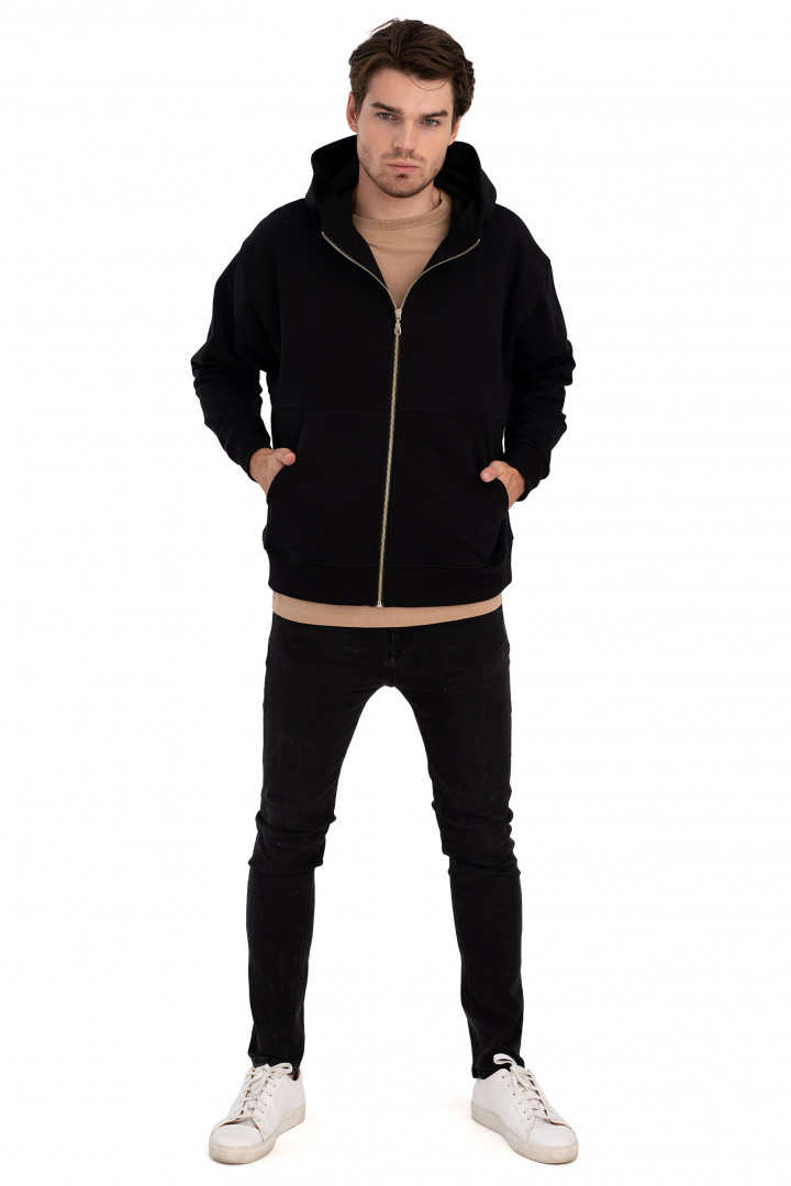 Bluza damska rozpinana kangurka dresowa z kapturem czarna B199 Bluza damska rozpinana kangurka dresowa z kapturem czarna B199