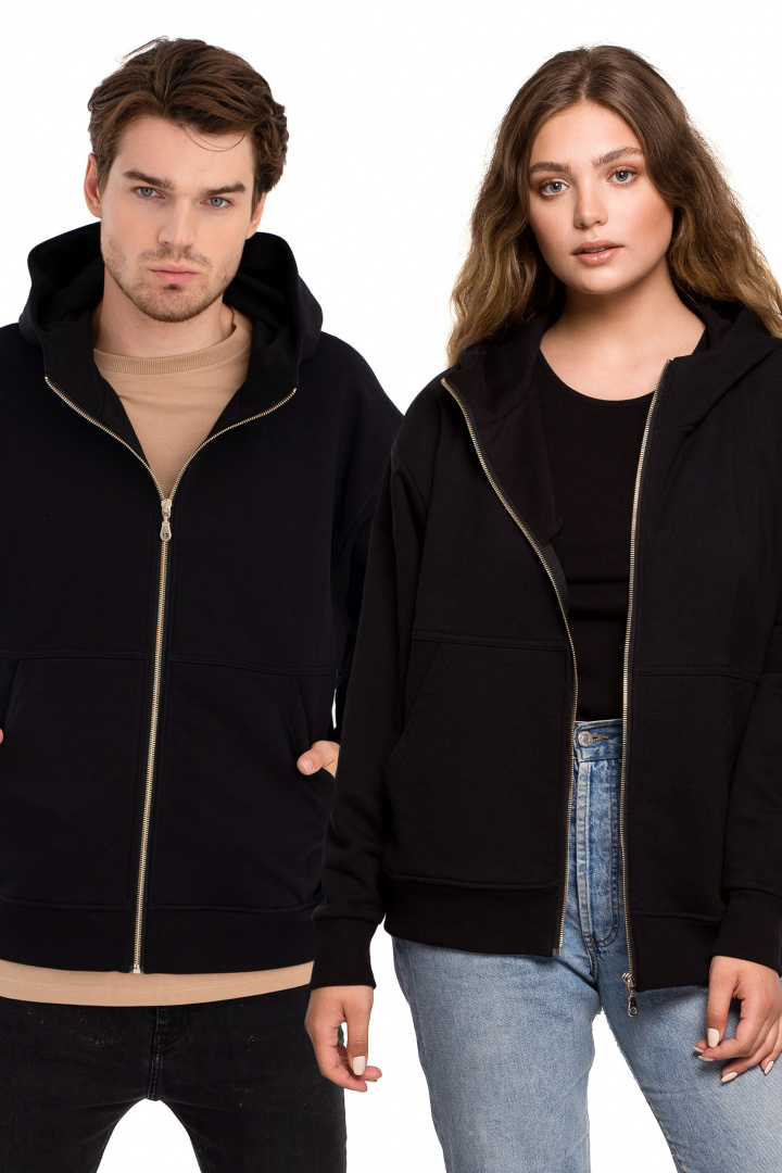 Bluza damska rozpinana kangurka dresowa z kapturem czarna B199 Bluza damska rozpinana kangurka dresowa z kapturem czarna B199