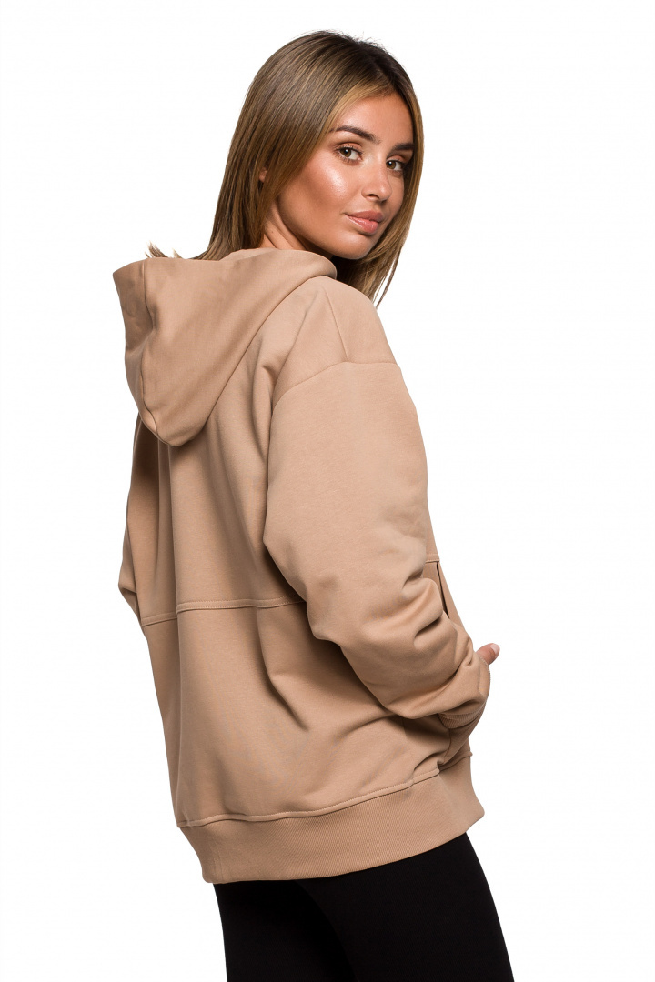 Bluza damska rozpinana kangurka dresowa z kapturem orzechowa B199 Bluza damska rozpinana kangurka dresowa z kapturem orzechowa B199