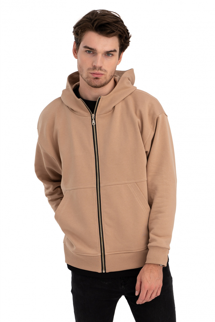 Bluza damska rozpinana kangurka dresowa z kapturem orzechowa B199 Bluza damska rozpinana kangurka dresowa z kapturem orzechowa B199