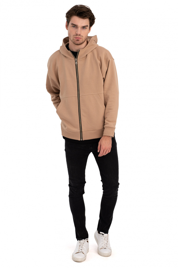 Bluza damska rozpinana kangurka dresowa z kapturem orzechowa B199 Bluza damska rozpinana kangurka dresowa z kapturem orzechowa B199