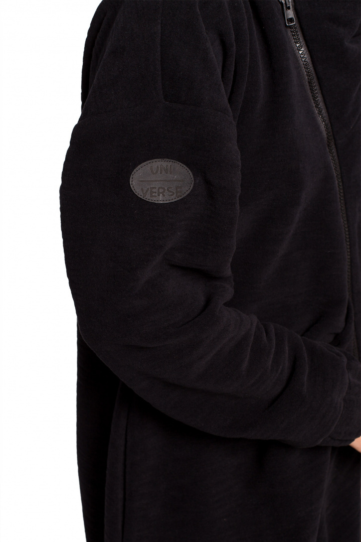 Bluza damska oversize długa rozpinana z kapturem czarna B203 Bluza damska oversize długa rozpinana z kapturem czarna B203