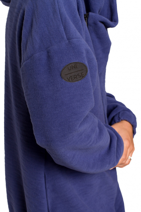 Bluza damska oversize długa rozpinana z kapturem indygo B203 Bluza damska oversize długa rozpinana z kapturem indygo B203
