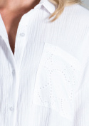 Koszula damska klasyczna oversize zapinana na guziki biała M816