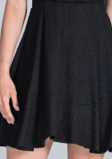 Sukienka mini lejąca z wiskozy krótki rękaw i dekolt V czarna M821