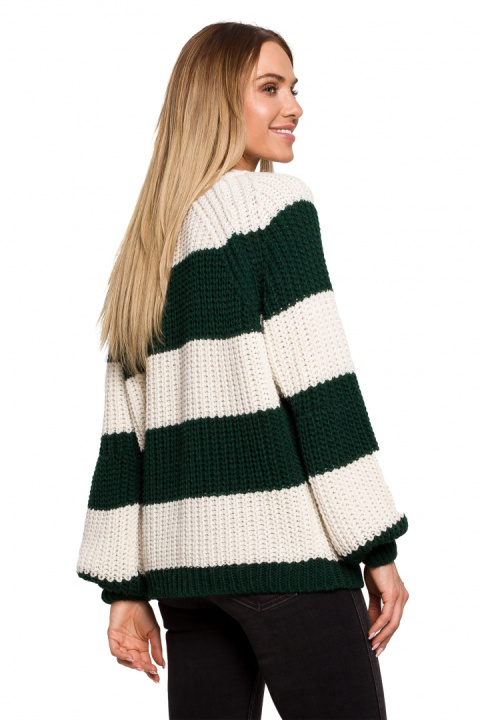 Sweter damski krótki w pasy szerokie rękawy luźny splot m4 me632 Sweter damski krótki w pasy szerokie rękawy luźny splot m4 me632