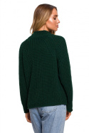Sweter damski krótki z golfem gruby splot zielony me630