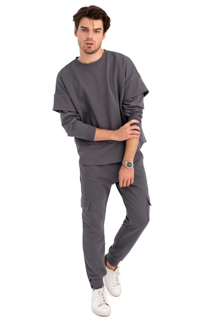 Bluza damska warstwowa ze ściagaczem dzianinowa antracytowa B205 Bluza damska warstwowa ze ściagaczem dzianinowa antracytowa B205