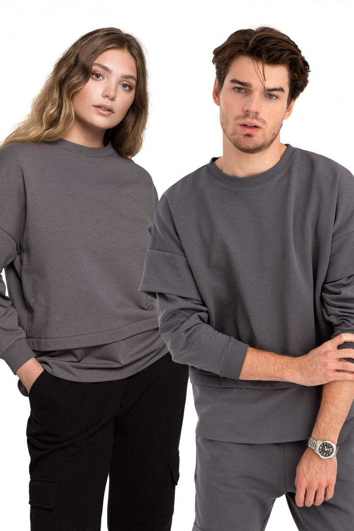 Bluza damska warstwowa ze ściagaczem dzianinowa antracytowa B205 Bluza damska warstwowa ze ściagaczem dzianinowa antracytowa B205