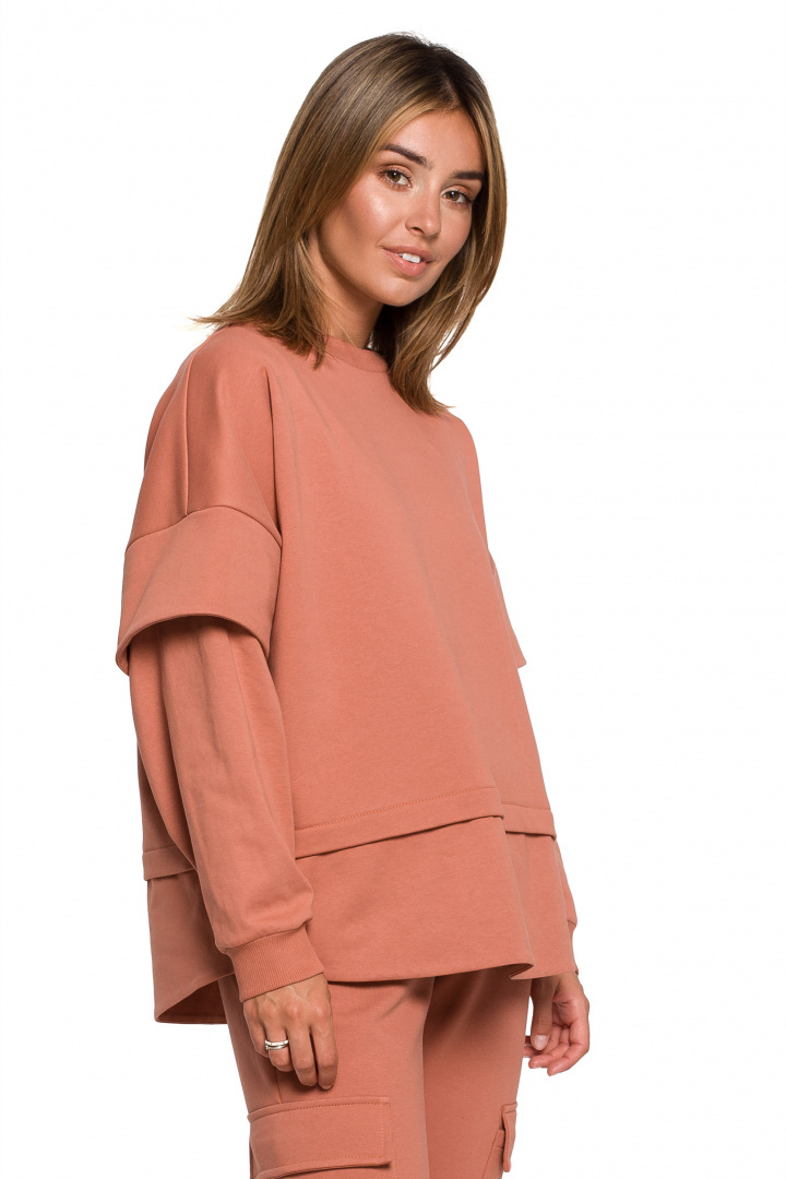 Bluza damska warstwowa ze ściagaczem dzianinowa ceglasta B205 Bluza damska warstwowa ze ściagaczem dzianinowa ceglasta B205