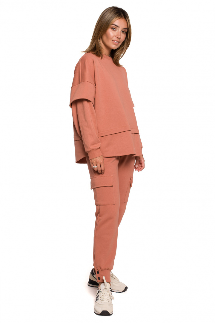 Bluza damska warstwowa ze ściagaczem dzianinowa ceglasta B205 Bluza damska warstwowa ze ściagaczem dzianinowa ceglasta B205