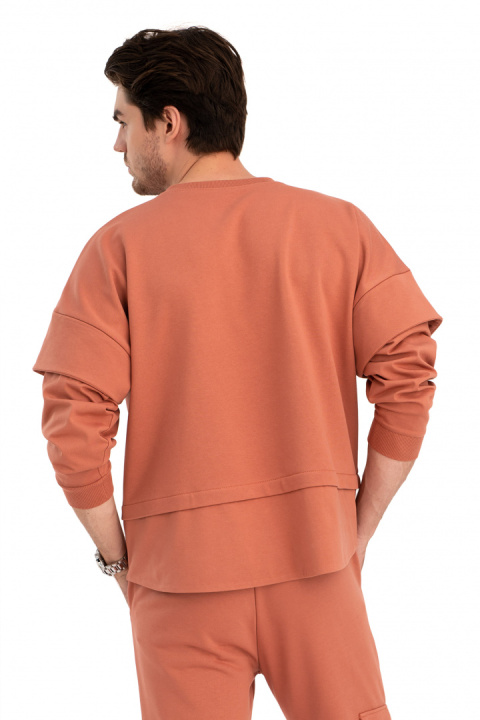 Bluza damska warstwowa ze ściagaczem dzianinowa ceglasta B205 Bluza damska warstwowa ze ściagaczem dzianinowa ceglasta B205