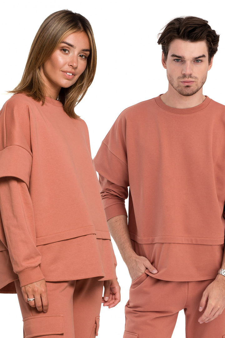 Bluza damska warstwowa ze ściagaczem dzianinowa ceglasta B205 Bluza damska warstwowa ze ściagaczem dzianinowa ceglasta B205