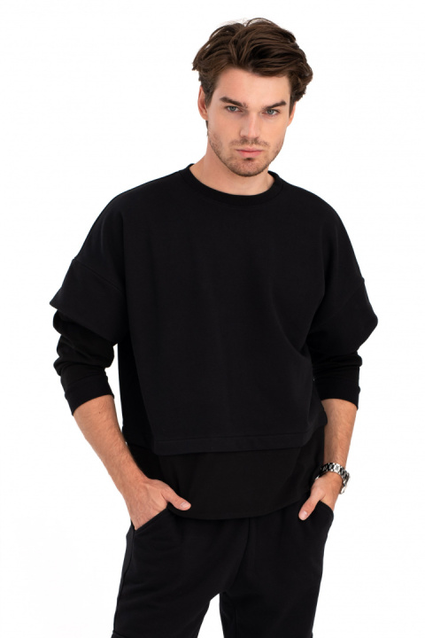 Bluza damska warstwowa ze ściagaczem dzianinowa czarna B205 Bluza damska warstwowa ze ściagaczem dzianinowa czarna B205