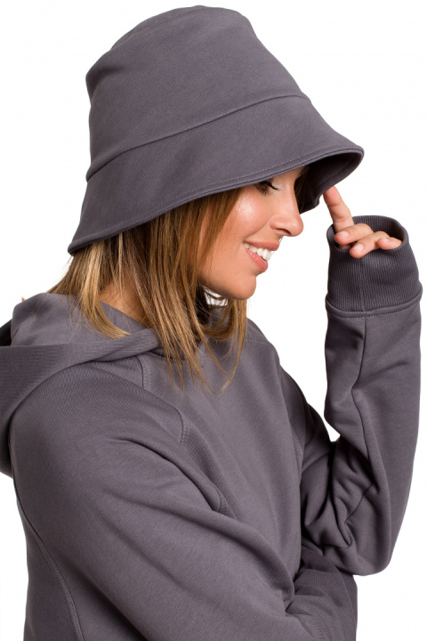 Kapelusz damski bucket hat dzianinowy antracytowy B214 Kapelusz damski bucket hat dzianinowy antracytowy B214