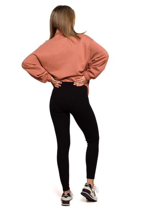 Legginsy damskie sportowe prążkowane z gumką w pasie czarne B213 Legginsy damskie sportowe prążkowane z gumką w pasie czarne B213