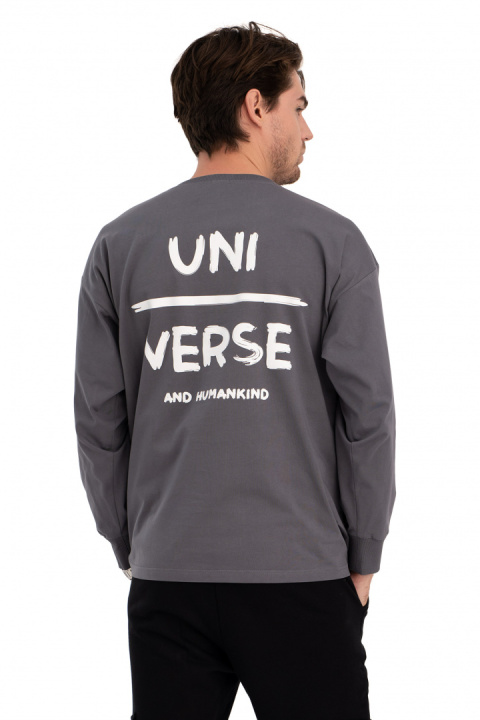 Bluzka damska longsleeve oversize z nadrukiem antracytowa B212 Bluzka damska longsleeve oversize z nadrukiem antracytowa B212