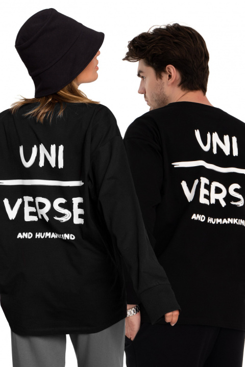 Bluzka damska longsleeve oversize z nadrukiem czarna B212 Bluzka damska longsleeve oversize z nadrukiem czarna B212