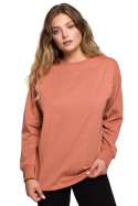 Bluzka damska longsleeve oversize z nadrukiem ceglasta B212