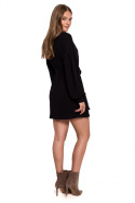 Sukienka mini swetrowa z paskiem długi rękaw bawełniana czarna K109