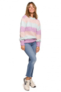 Sweter damski w kolorowe paski do bioder wielokolorowy m1 BK071