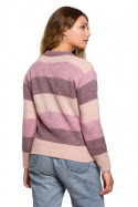 Sweter damski w kolorowe paski do bioder wielokolorowy m3 BK071