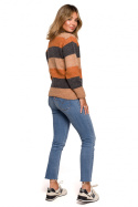 Sweter damski w kolorowe paski do bioder wielokolorowy m4 BK071