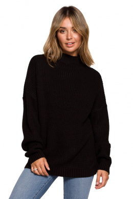 Sweter damski z półgolfem oversize gruby ciepły czarny BK078