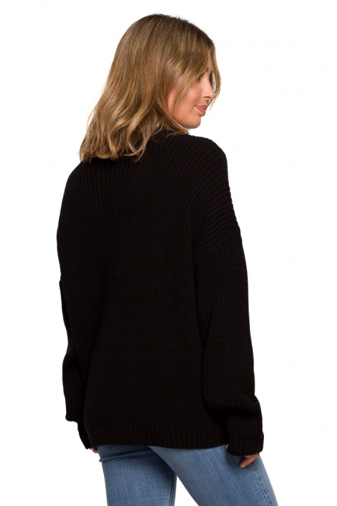 Sweter damski z półgolfem oversize gruby ciepły czarny BK078 Sweter damski z półgolfem oversize gruby ciepły czarny BK078