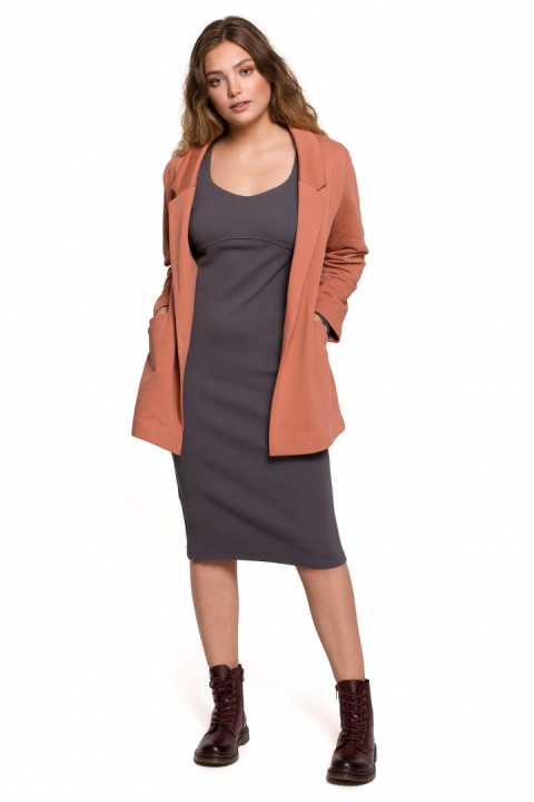 Żakiet damski boyfriend oversize luźny dresowy ceglasty B211 Żakiet damski boyfriend oversize luźny dresowy ceglasty B211