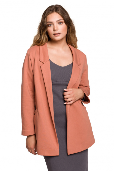 Żakiet damski boyfriend oversize luźny dresowy ceglasty B211 Żakiet damski boyfriend oversize luźny dresowy ceglasty B211