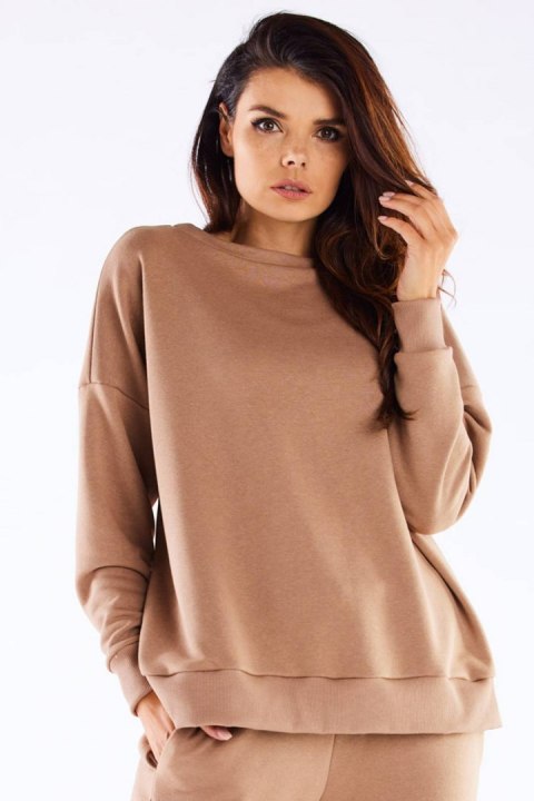 Bluza damska dresowa luźna bawełniana beżowa M276 Bluza damska dresowa luźna bawełniana beżowa M276