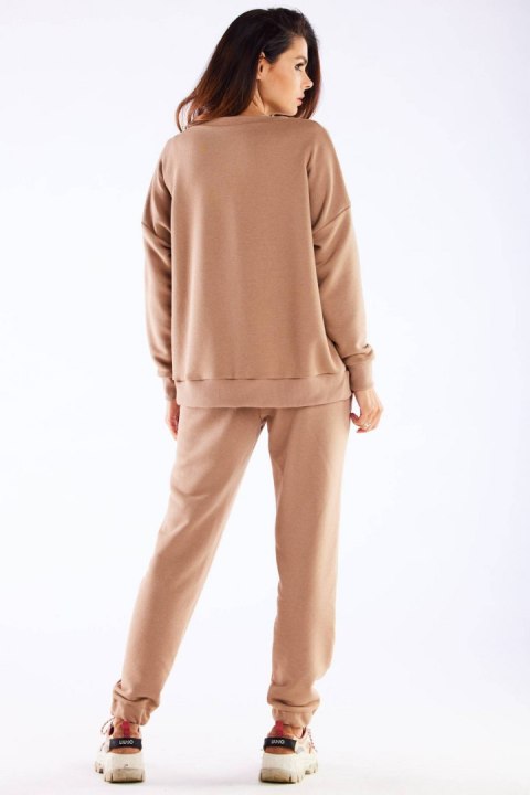 Bluza damska dresowa luźna bawełniana beżowa M276 Bluza damska dresowa luźna bawełniana beżowa M276